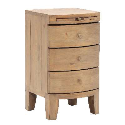 3 Drawer Bedside Chest Of Drawers - Reclaimed Wood - Light Brown - W40 x D40 x H71cm - Barker &amp; Stonehouse