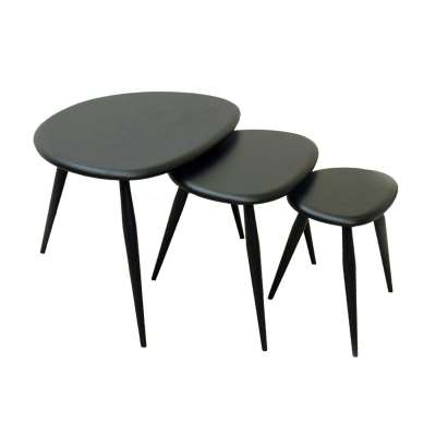 Ercol Collection Retro Nest of 3 Tables, Black