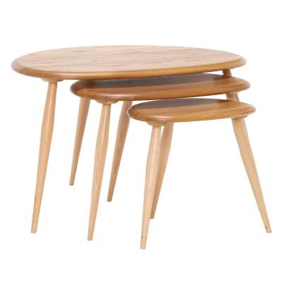 Ercol Collection Retro Nest of 3 Tables, Wood