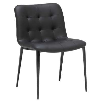 Kuga Leather Dining Chair - Black - Leather - Buttoned - W55 x D55 x H78 - Barker &amp; Stonehouse
