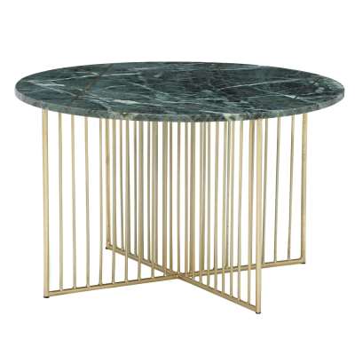 Lalit Coffee Table, Green Marble With Brass Leg