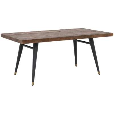 Modi Wooden Dining Table - Reclaimed Wood - Dark Brown/Matt Black Legs - W180 x D100 x H77.5cm - Barker &amp; Stonehouse