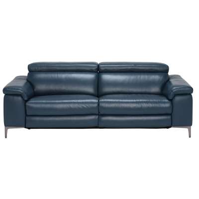 Paolo Leather 3.5 Seater Recliner Sofa, Melbourne Navy Blue M5661