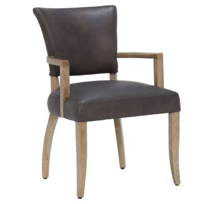 Timothy Oulton Mimi Dining Chair with Arms - Black - Leather - Plain - W60 x D66 x H90cm - Barker &amp; Stonehouse