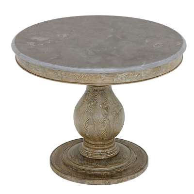 Woolton Round Dining Table, White Marble and Earl Grey