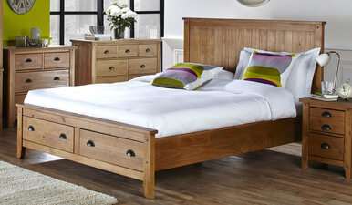 Wild Coast 2 Drawer Wooden Bed Frame Double Brushed Pine