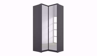 Lorenzo 2 Door Mirrored Corner Wardrobe Metallic Grey