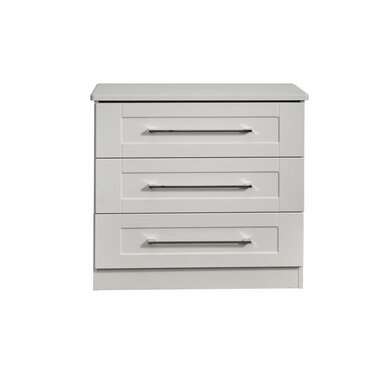 Santana 3 Drawer Wide Chest of Drawers 3 Drawers Light Grey