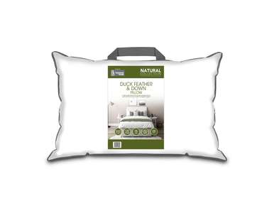 Natural Duck Feather and Down Pillow One Size White