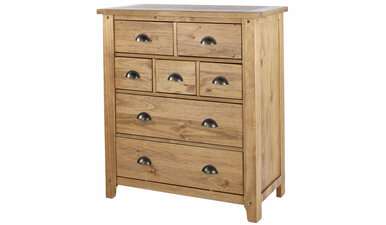 Wild Coast Tallboy Chest of Drawers 7 Drawers Brushed Pine
