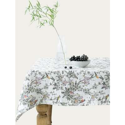 Birds Print Washed Linen Tablecloth