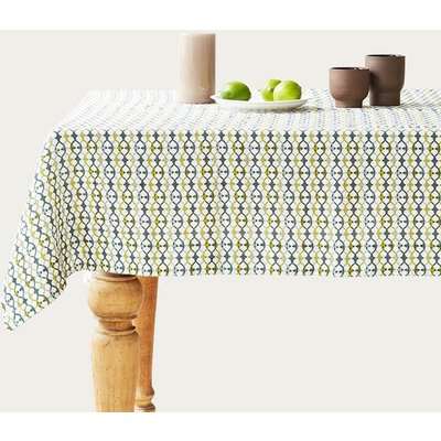 Geometrical Print Washed Linen Tablecloth