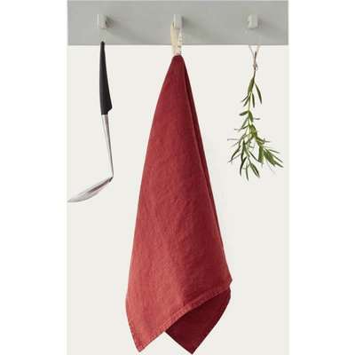 Red Pear Washed Linen Tea Towel