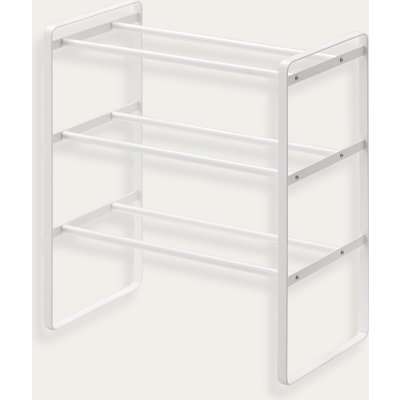 White Frame Extendable 3-Tiered Shoe Rack