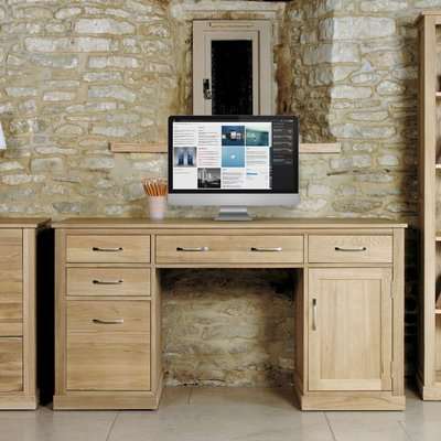 Mobel Oak Computer Desk - Twin Pedestal - Baumhaus