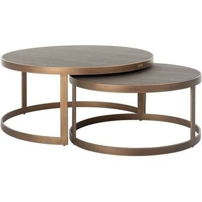 Bloomingville Shagreen Faux Leather Top Round Coffee Table (Set of 2)