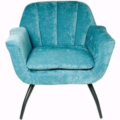 Dallas Ocean Blue Chenille Fabric Cocktail Chair