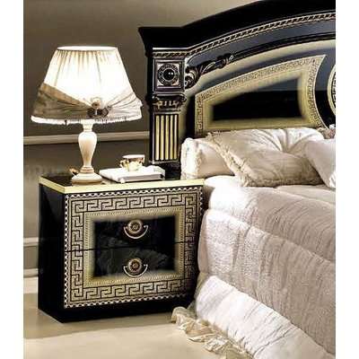 Camel Barocco Black and Gold Italian Bedroom Set with Queen Size Bed