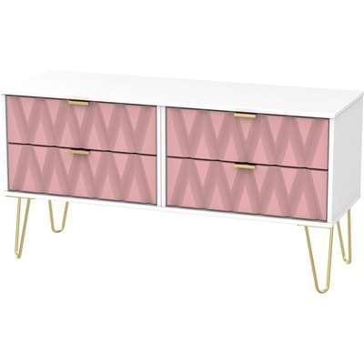 Clearance - Diamond Bed Box with Hairpin Legs - Kobe Pink and White - New - FS1139