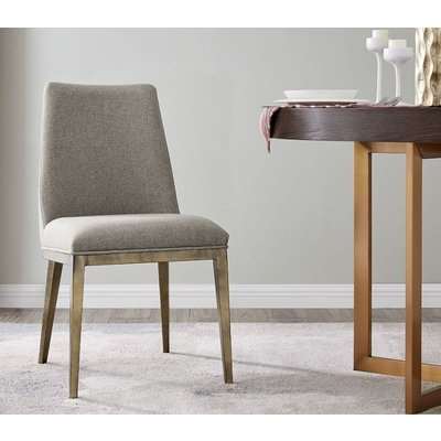 Clearance - Penrith Brass and Beige Linen Fabric Dining Chair (Pair) - New - E-37