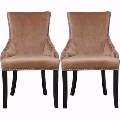 Clearance - Champagne Velvet Tufted Back Dining Chair (Pair) - New - FS171