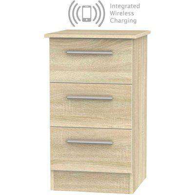 Contrast Bardolino 3 Drawer Bedside Cabinet with Integrated Wireless Charging