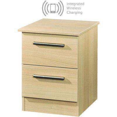 Contrast Elm 2 Drawer Bedside Cabinet with Integrated Wireless Charging