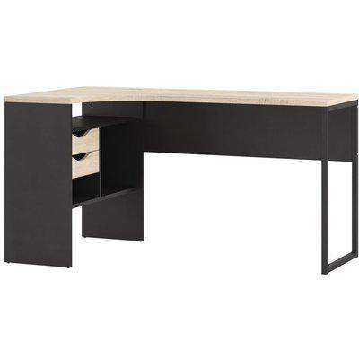 Function Plus Corner Desk - Black Matt and Oak
