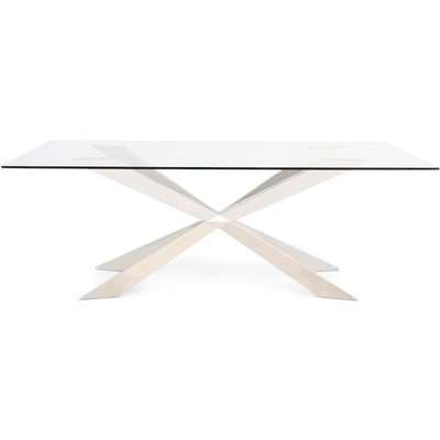 Gabriella Glass Dining Table with Stainless Steel Base - 210cm Rectangular