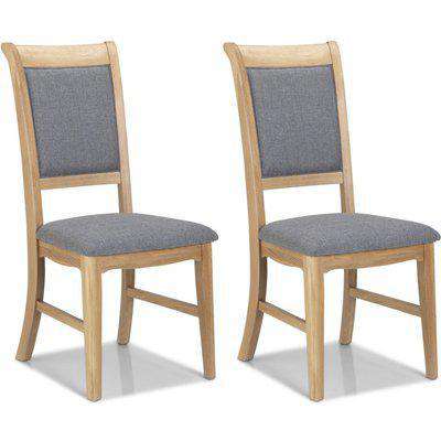 Georgina French Style Natural Oak Upholstered Dining Chair (Pair)