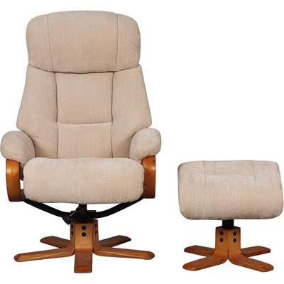 GFA Nice Swivel Recliner Chair with Footstool - Dune Fabric