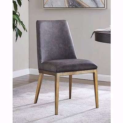 Gillingham Vintage Grey Faux Leather and Brass Dining Chair (Pair)