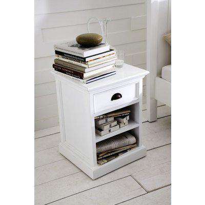 Halifax White Bedside Table with Shelves