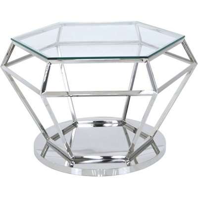 Hamlin Hexagon Coffee Table - Glass and Chrome
