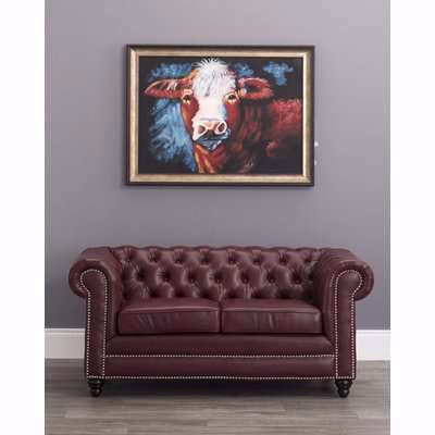 Hampton Chesterfield Red Faux Leather 2 Seater Sofa
