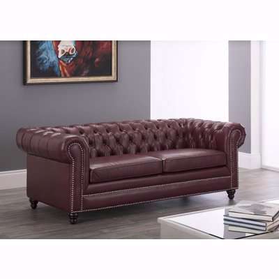 Hampton Chesterfield Red Faux Leather 3 Seater Sofa