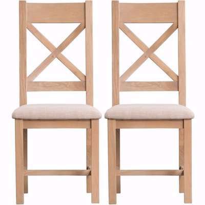 Henley Oak Cross Back Fabric Seat Dining Chair (Pair)
