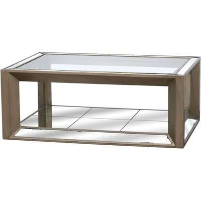 Hill Interiors Augustus Mirrored Antique Metallic Coffee Table with Shelf
