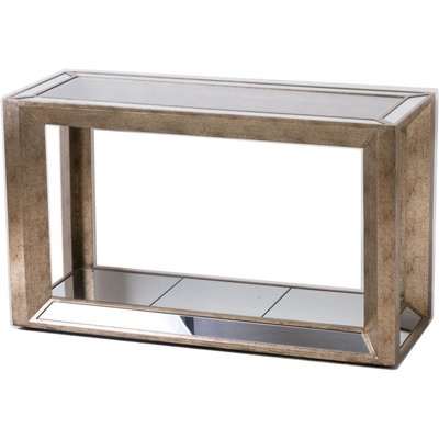 Hill Interiors Augustus Mirrored Antique Metallic Console Table with Shelf
