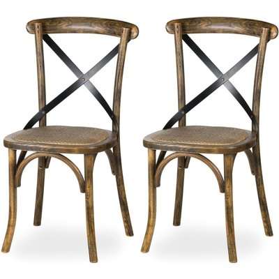Hill Interiors Oak and Brown Cross Back Dining Chair (Pair)