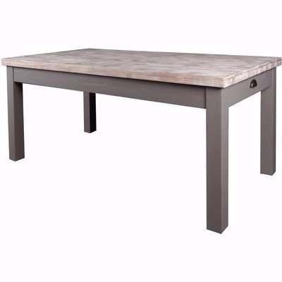 The Malvern Farmhouse Style Grey Painted Pine Dining Table with Drawer