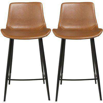 Dan Form Hype Vintage Light Brown Faux Leather Counter Stool (Pair)