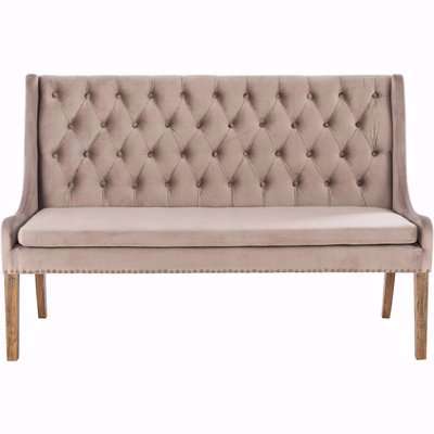 Indus Valley Hoxton Taupe Velvet Dining Bench