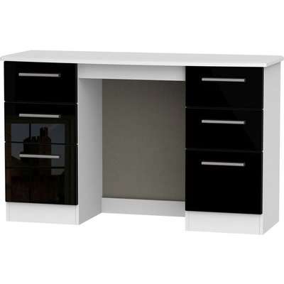 Knightsbridge Double Pedestal Dressing Table - High Gloss Grey and Black