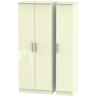 Knightsbridge High Gloss Black 2 Door Wardrobe - Tall 2ft 6in with Double Hanging