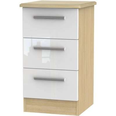 Knightsbridge High Gloss Black 3 Drawer Bedside Cabinet with Integrated Wireless Charging