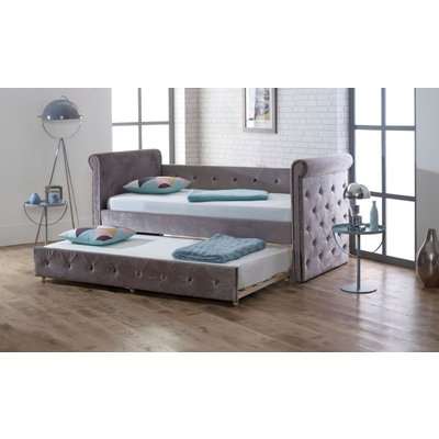 Limelight Zodiac Plush Silver Velvet Day Bed with Guest Bed
