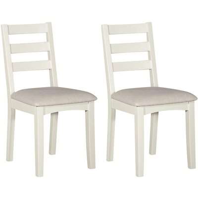 Lowell White Painted Ladder Back Dining Chair (Pair)