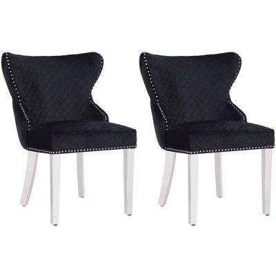 Madison Black Fabric Lion Tufted Knockerback Dining Chair (Pair)