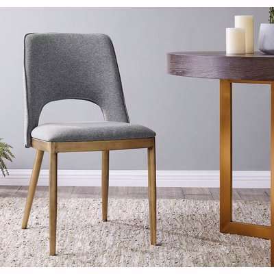Malton Brass and Beige Linen Fabric Dining Chair (Pair)